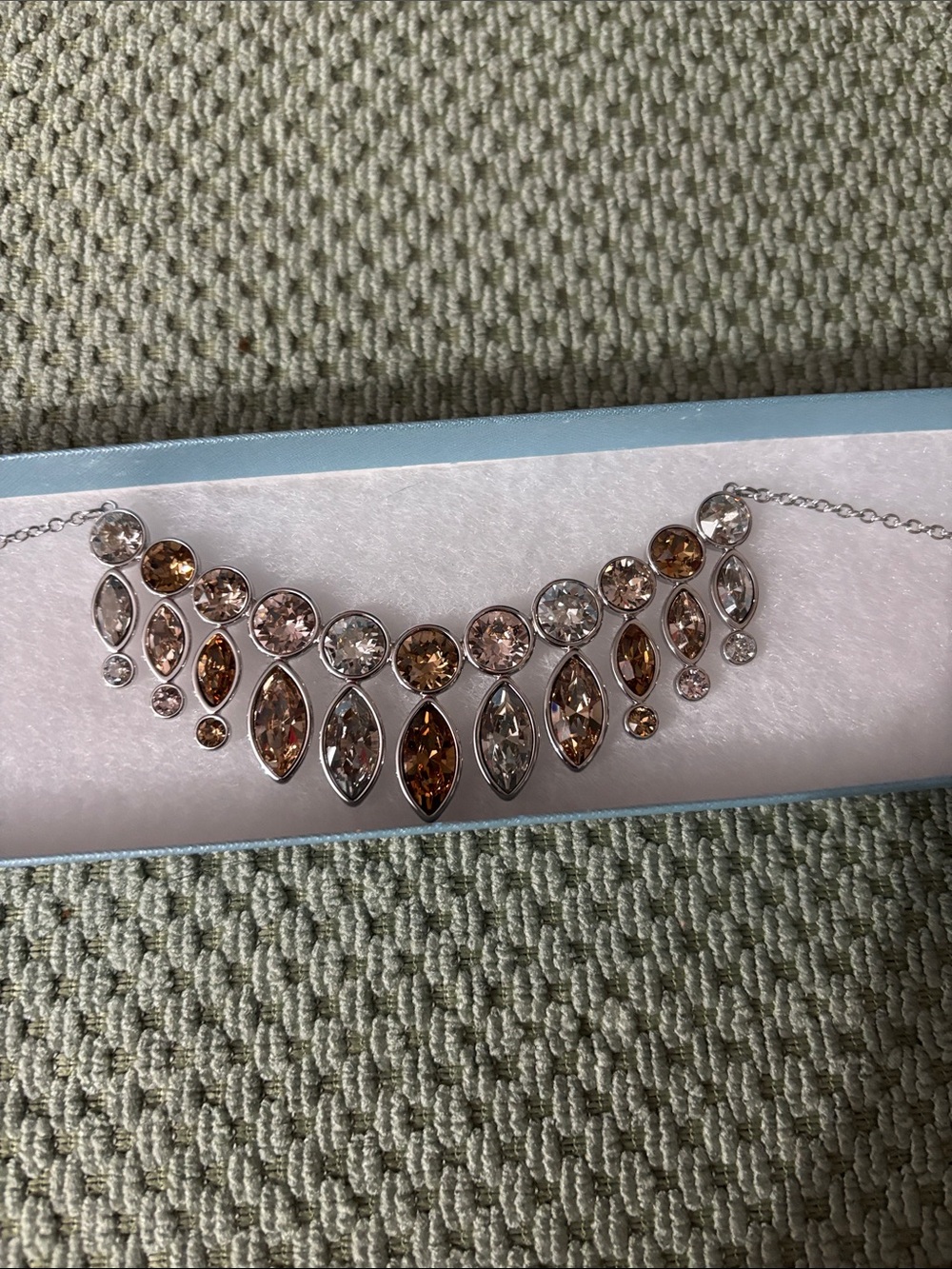 Touchstone Crystal Two-Tone Champagne and Clear Crystal Bib Necklace